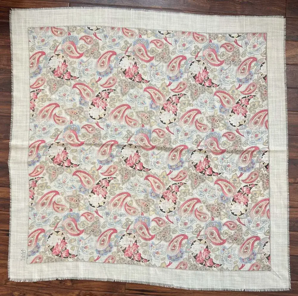 Vintage Club 7 Echo Paisley Floral Print Square Scarf, approx. 36”
